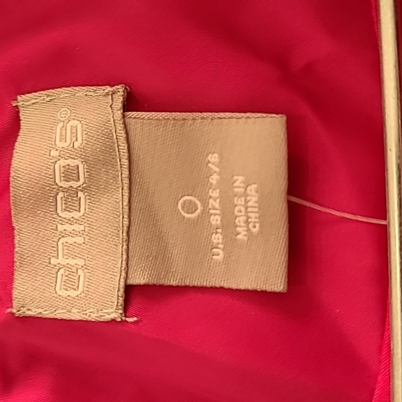 Chico's Women's Size 4/6 Pink Hooded Button Up Rain Trench Coat Jacket - Picture 5 of 8